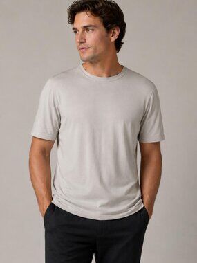 KEVOMAN COLLECTION SHORT SLEEVE 2-PLY 100% SILK CREW NECK T- SHIRT SIZE: S